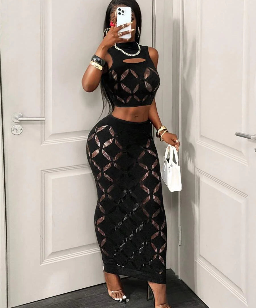 Sexy Mesh Bodycon Two Piece