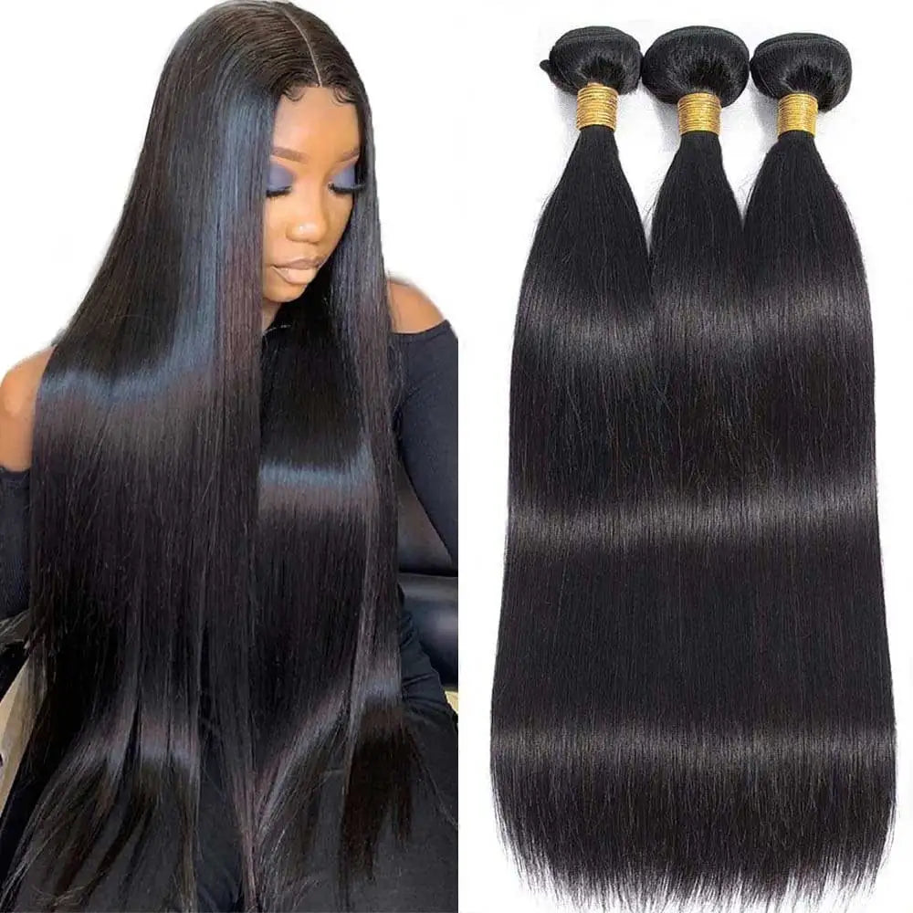 Brazilian Straight Four Bundles Set – Natural Black
