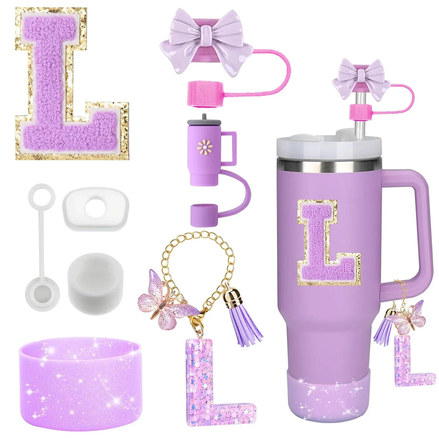 PURPLE TUMBLER ACCESSORY SET | 8 PIECES