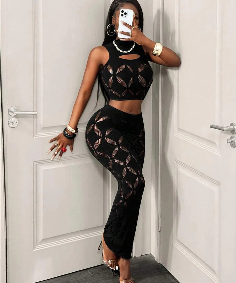 Sexy Mesh Bodycon Two Piece