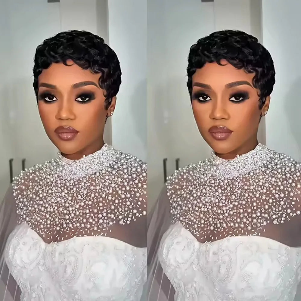 Short Wavy Pixie Cut Wig