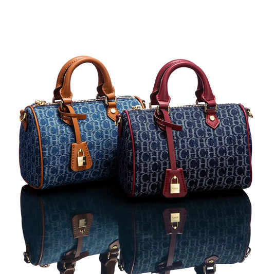 The Rivière — Denim-Spliced Saddle Pillow Bag