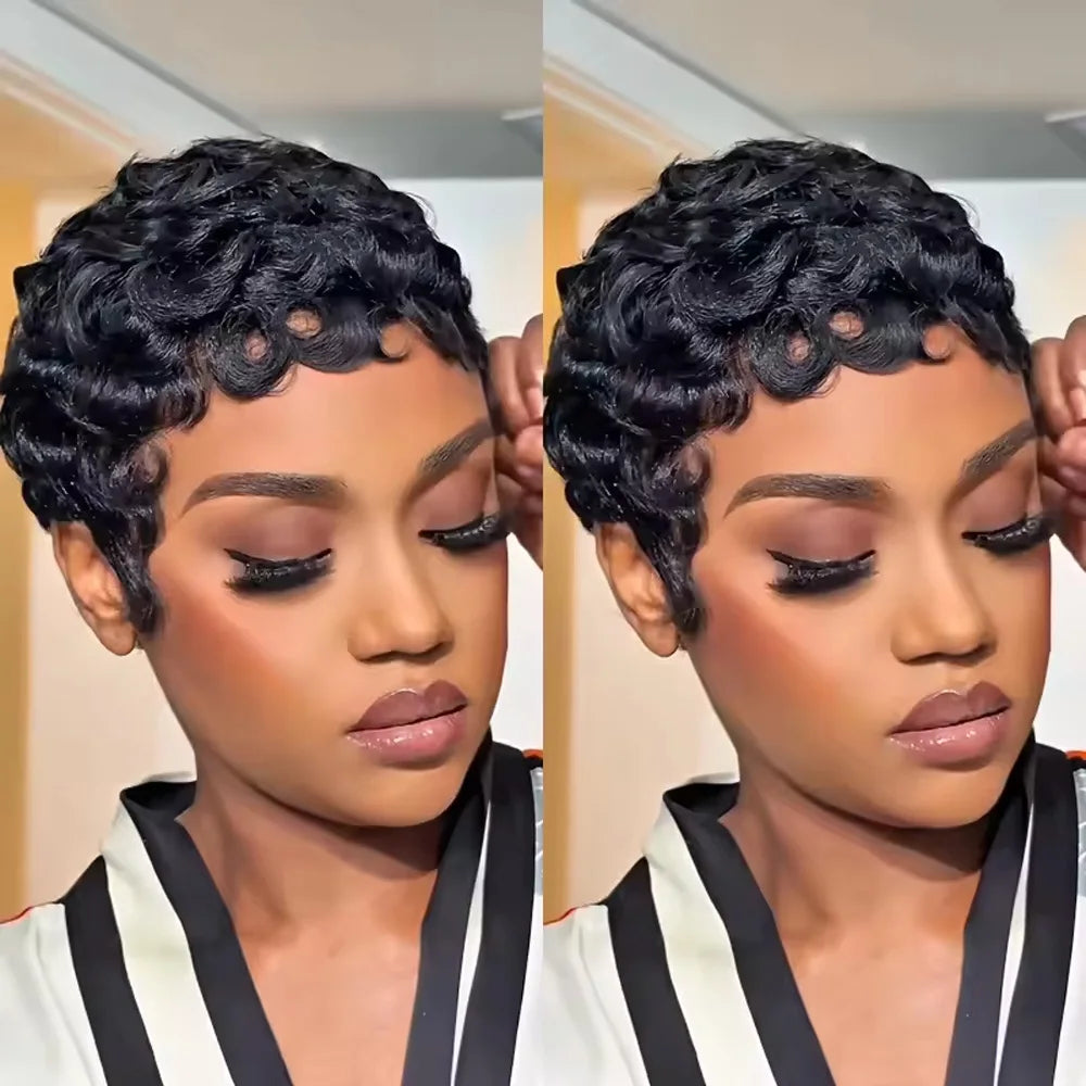 Short Wavy Pixie Cut Wig