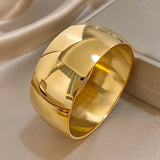 Glossy Gold Plated Stainless Steel Bracelet for Women Men Fashion 10 15 30mm Size Chunky Smooth Cuff Bangles Waterproof Jewelry