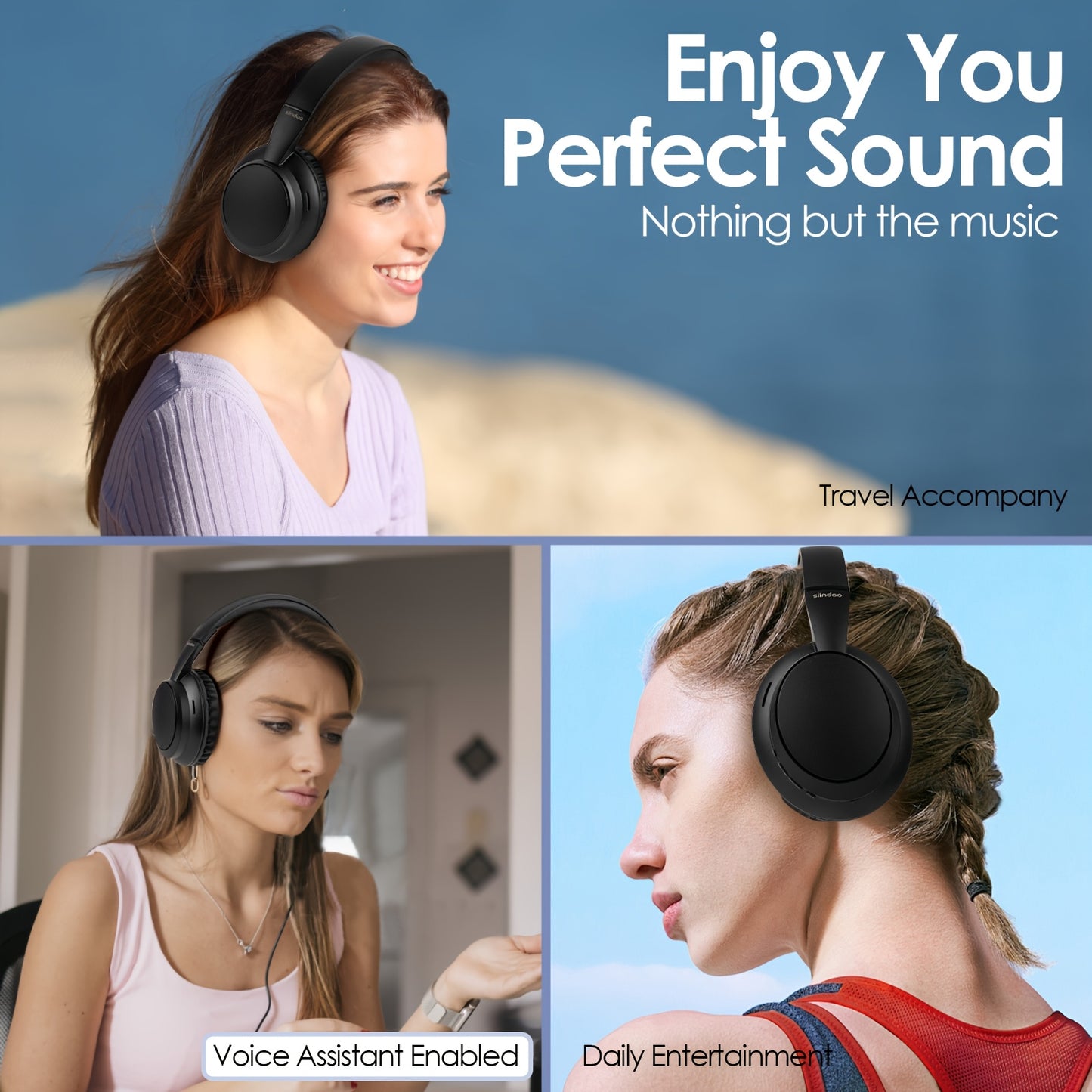 Wireless Headphone, Foldable Bluetooth Headphones Over Ear, Bluetooth Headset with Mic, Phones, Sports & Cycling