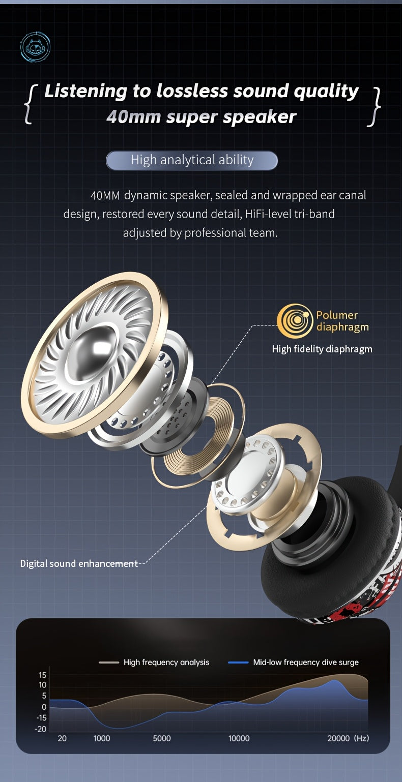 Popular wireless foldable earphones, suitable for tablets/phones/birthdays/Christmas/travel gifts. Head mounted wireless earphones and foldable earplugs