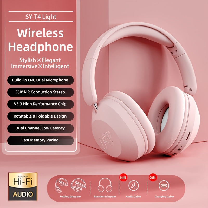 Wireless Headset | Pressure Relief Design, Bass Boost, Built-in Microphone, Telescopic and Rotatable Flat Design, Auxiliary TF Mode for Gaming and Sports Use, Office and Travel Compatible, Powerful Bass, gift for her, gift for him