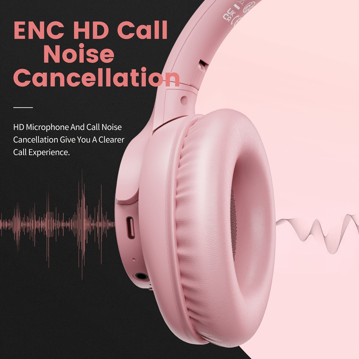 Wireless Over-Ear Headphones, 5.4 Wireless, HD Sound, ENC Noise Cancelling, Deep Bass, Extra Long Battery Life, Soft Earmuffs, Portable & Adjustable Design for Outdoor Sports, Commuting, Tablet Compatible, Immersive Audio gift, christmas,New year, Fall