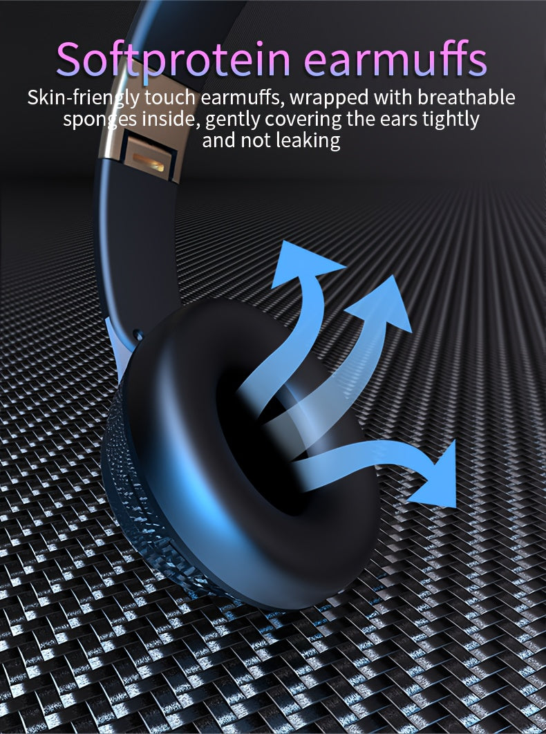 Wireless Over Ear Headphones, Portable Headphones, Foldable Headphones with Mic, FM Radio, 3.5mm AUX Cable, Soft-Earpads, Support TF Card Play for Travel Home Office Cellphone PC