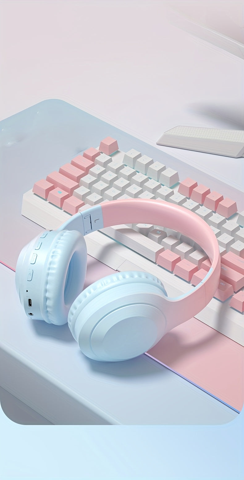 Fashion Matte Gradient Wireless Headphone, Foldable Bluetooth Headphones Over Ear, Wireless Headset for Gaming, Phones, Running & Outdoor Fitness