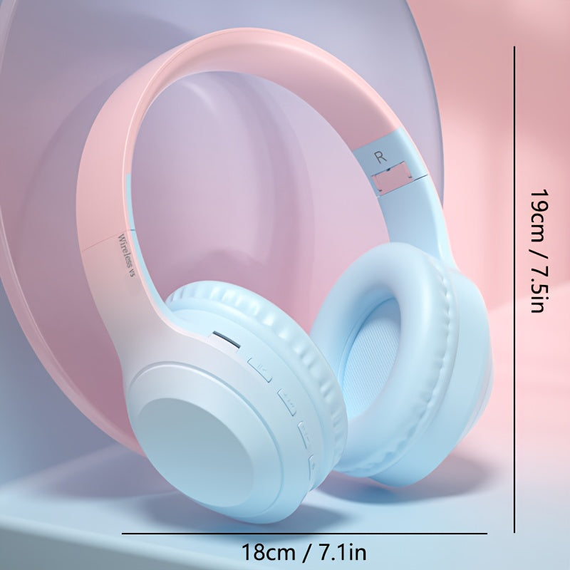Fashion Matte Gradient Wireless Headphone, Foldable Bluetooth Headphones Over Ear, Wireless Headset for Gaming, Phones, Running & Outdoor Fitness