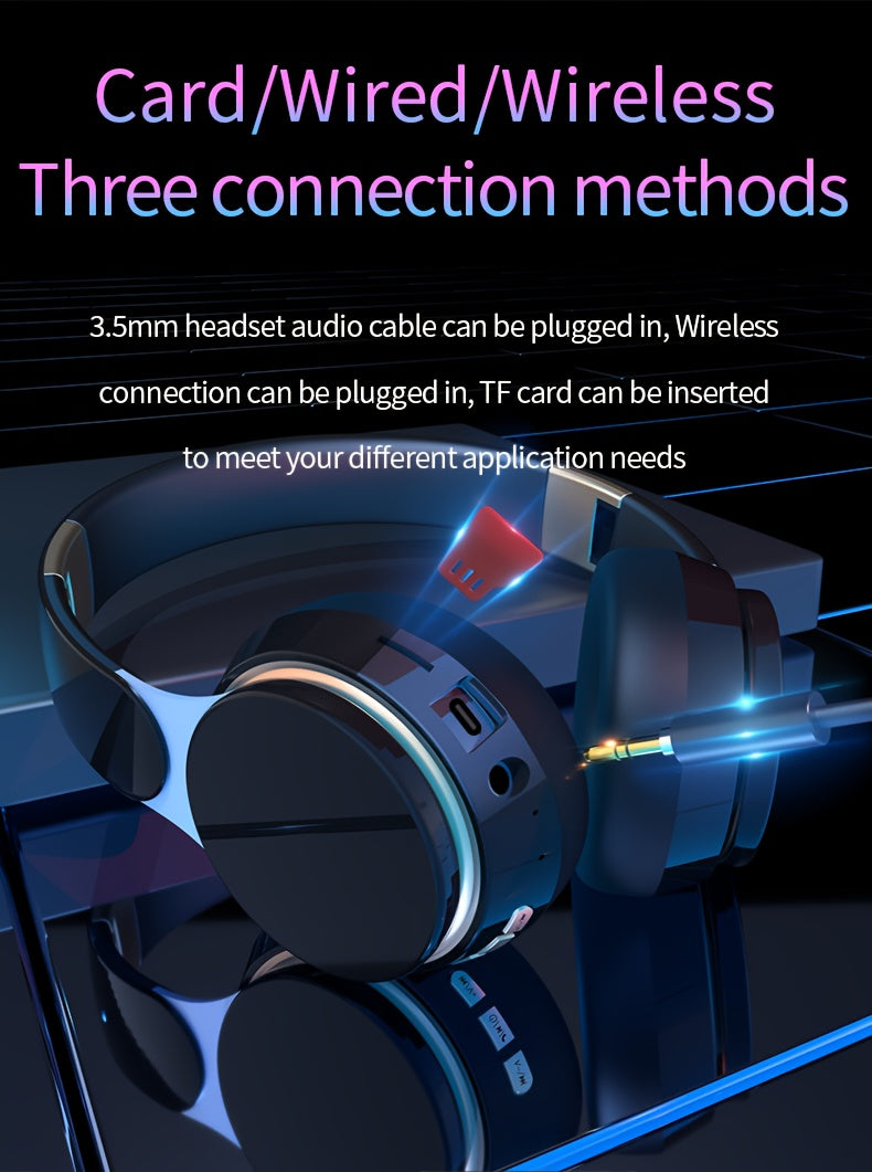 Wireless Over Ear Headphones, Portable Headphones, Foldable Headphones with Mic, FM Radio, 3.5mm AUX Cable, Soft-Earpads, Support TF Card Play for Travel Home Office Cellphone PC