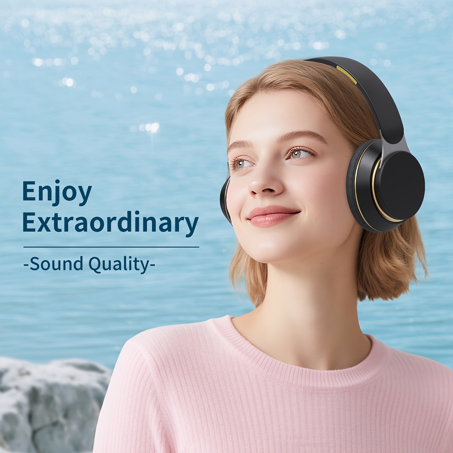 Wireless Over Ear Headphones, Portable Headphones, Foldable Headphones with Mic, FM Radio, 3.5mm AUX Cable, Soft-Earpads, Support TF Card Play for Travel Home Office Cellphone PC
