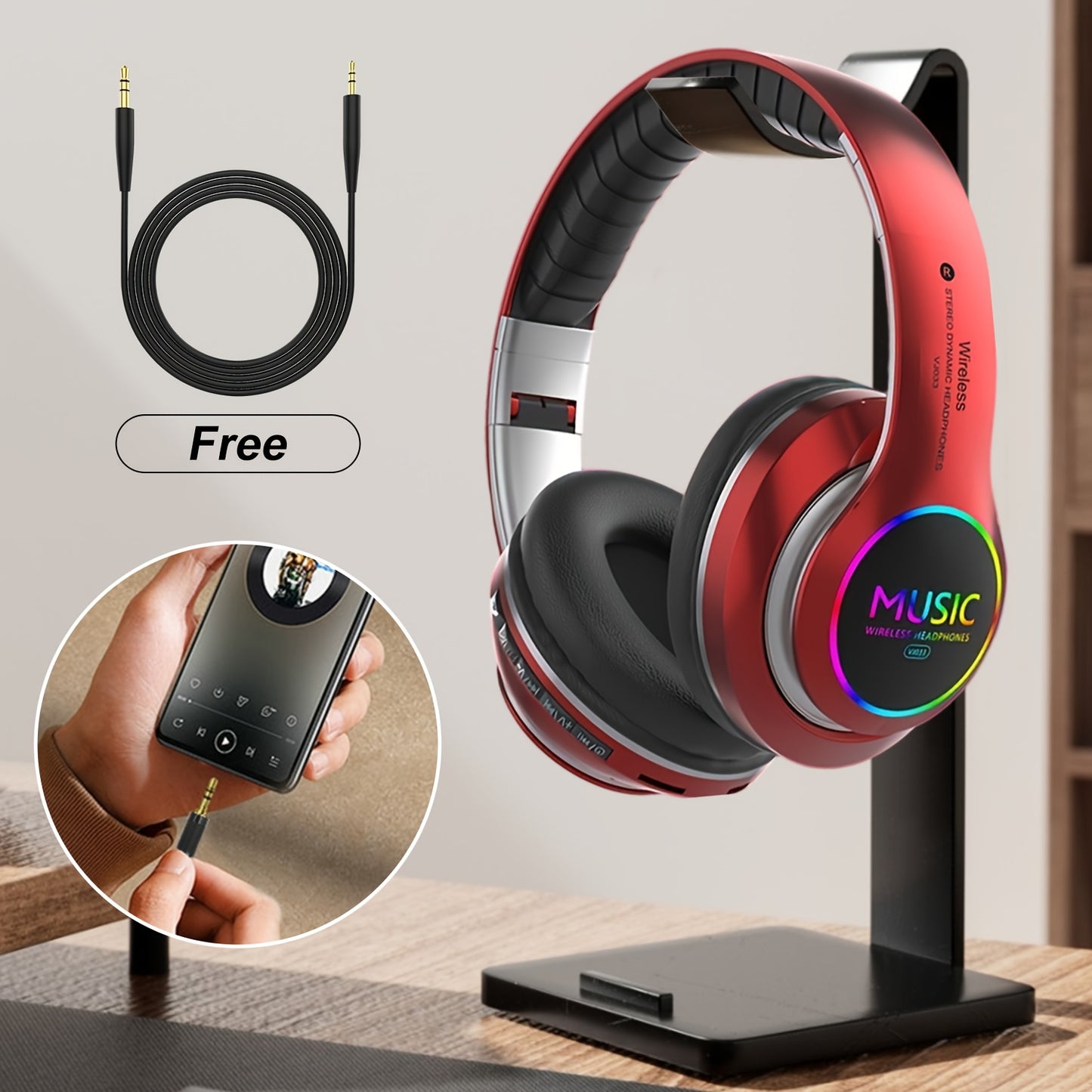 Wireless Noise Cancelling Headphones,Wireless Headphone, Foldable Bluetooth Headphones Over Ear, Wireless Headset for Gaming, Phones, Sports Training & Running