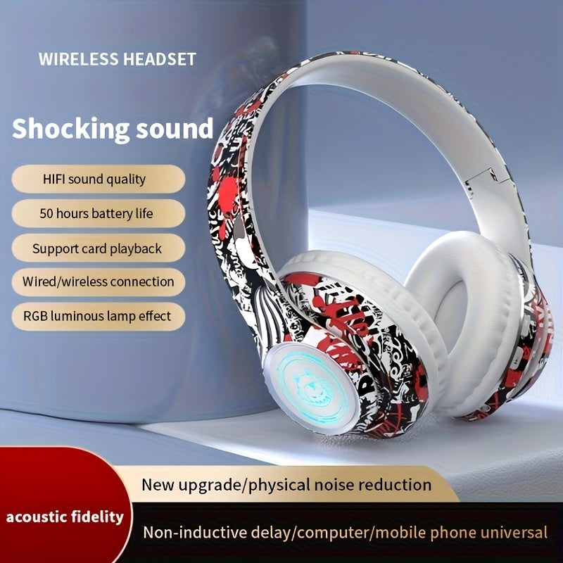 Popular wireless foldable earphones, suitable for tablets/phones/birthdays/Christmas/travel gifts. Head mounted wireless earphones and foldable earplugs