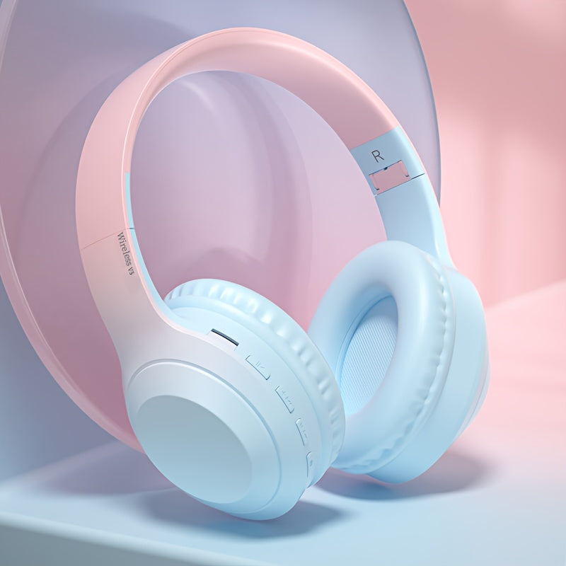 Fashion Matte Gradient Wireless Headphone, Foldable Bluetooth Headphones Over Ear, Wireless Headset for Gaming, Phones, Running & Outdoor Fitness