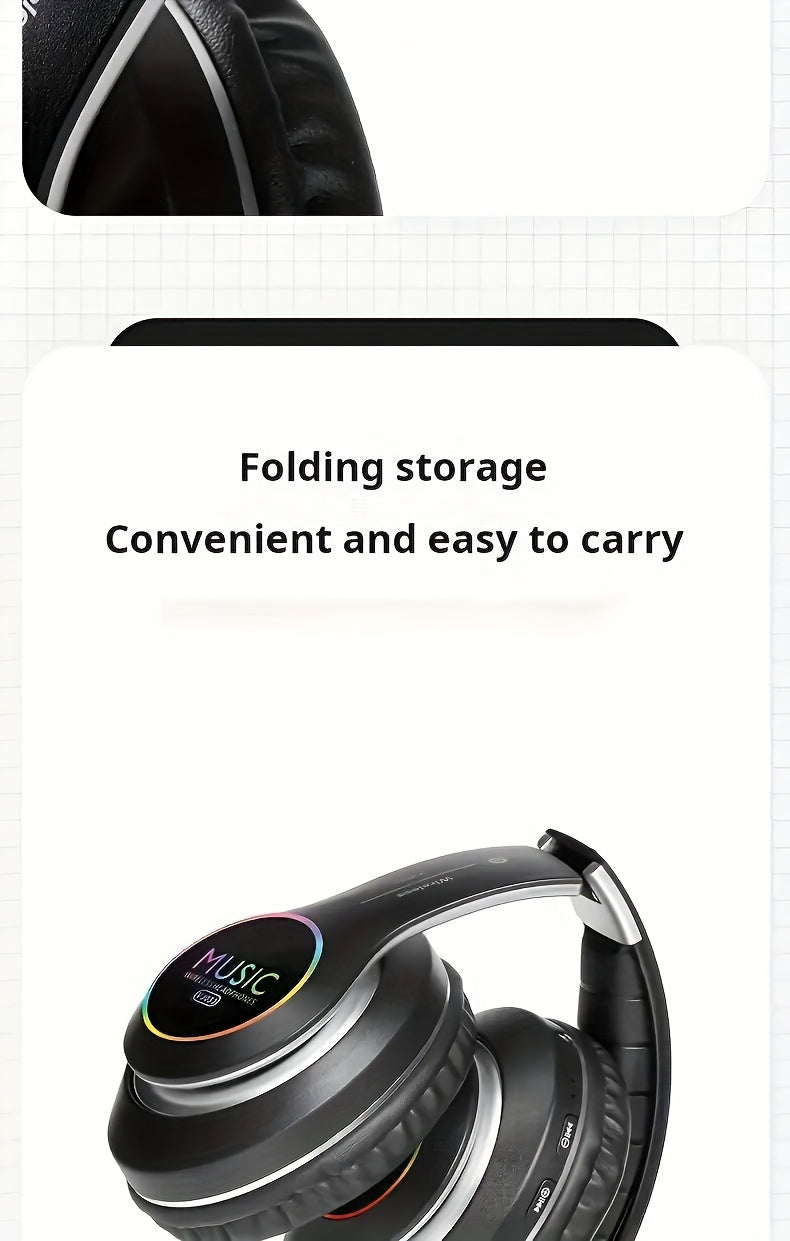 Wireless Noise Cancelling Headphones,Wireless Headphone, Foldable Bluetooth Headphones Over Ear, Wireless Headset for Gaming, Phones, Sports Training & Running