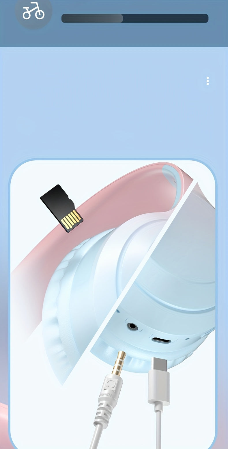 Fashion Matte Gradient Wireless Headphone, Foldable Bluetooth Headphones Over Ear, Wireless Headset for Gaming, Phones, Running & Outdoor Fitness