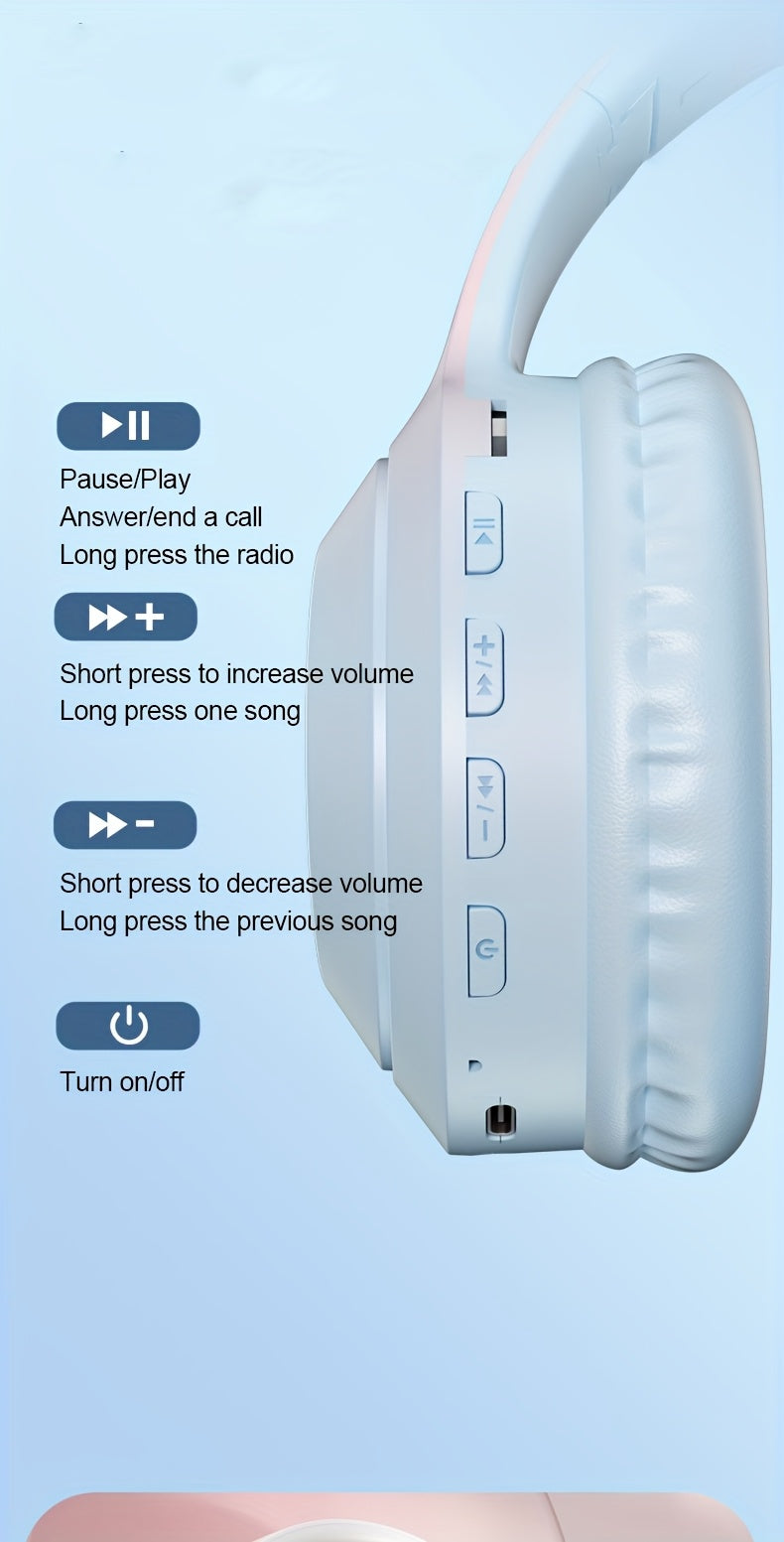 Fashion Matte Gradient Wireless Headphone, Foldable Bluetooth Headphones Over Ear, Wireless Headset for Gaming, Phones, Running & Outdoor Fitness