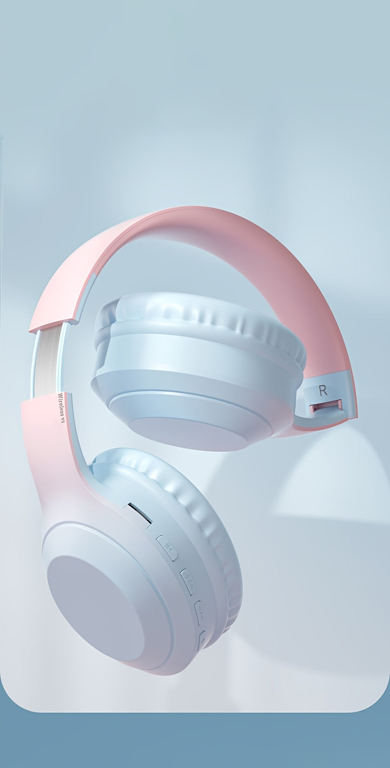 Fashion Matte Gradient Wireless Headphone, Foldable Bluetooth Headphones Over Ear, Wireless Headset for Gaming, Phones, Running & Outdoor Fitness