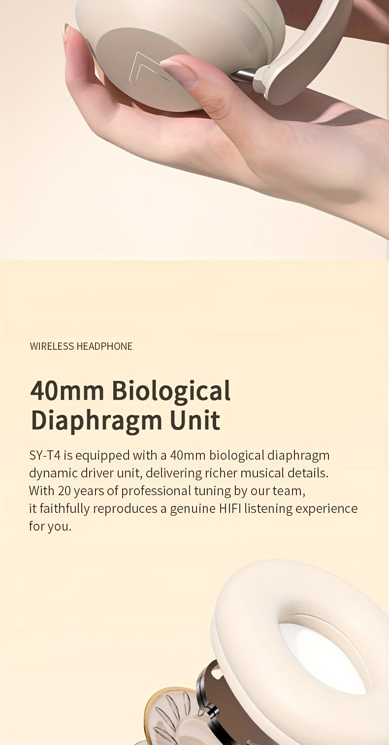 Wireless Headset | Pressure Relief Design, Bass Boost, Built-in Microphone, Telescopic and Rotatable Flat Design, Auxiliary TF Mode for Gaming and Sports Use, Office and Travel Compatible, Powerful Bass, gift for her, gift for him