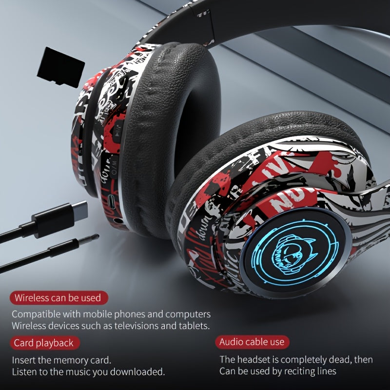 Popular wireless foldable earphones, suitable for tablets/phones/birthdays/Christmas/travel gifts. Head mounted wireless earphones and foldable earplugs