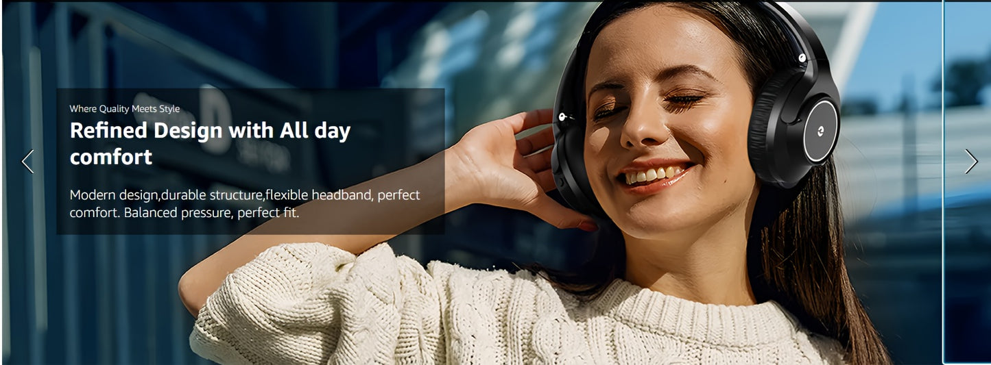 Over-Ear Wireless Headphones with Deep Bass, 50 Hours Playtime, HiFi Stereo, Foldable & Lightweight Design, Built-in Mic for Home, Office, and Travel, Home Audio Gear | Foldable Headset | Snug Earmuffs