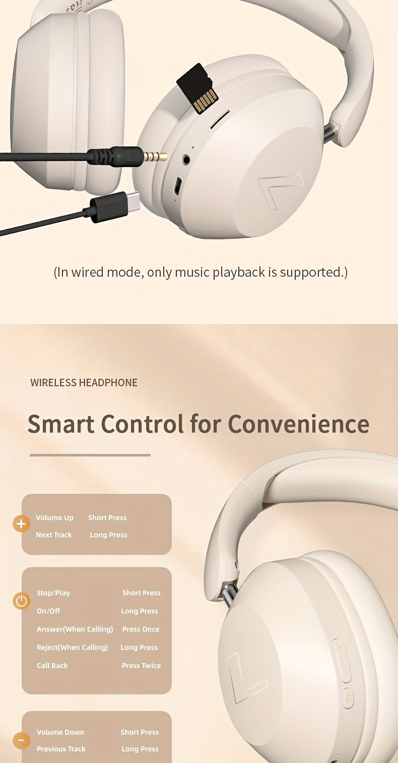 Wireless Headset | Pressure Relief Design, Bass Boost, Built-in Microphone, Telescopic and Rotatable Flat Design, Auxiliary TF Mode for Gaming and Sports Use, Office and Travel Compatible, Powerful Bass, gift for her, gift for him
