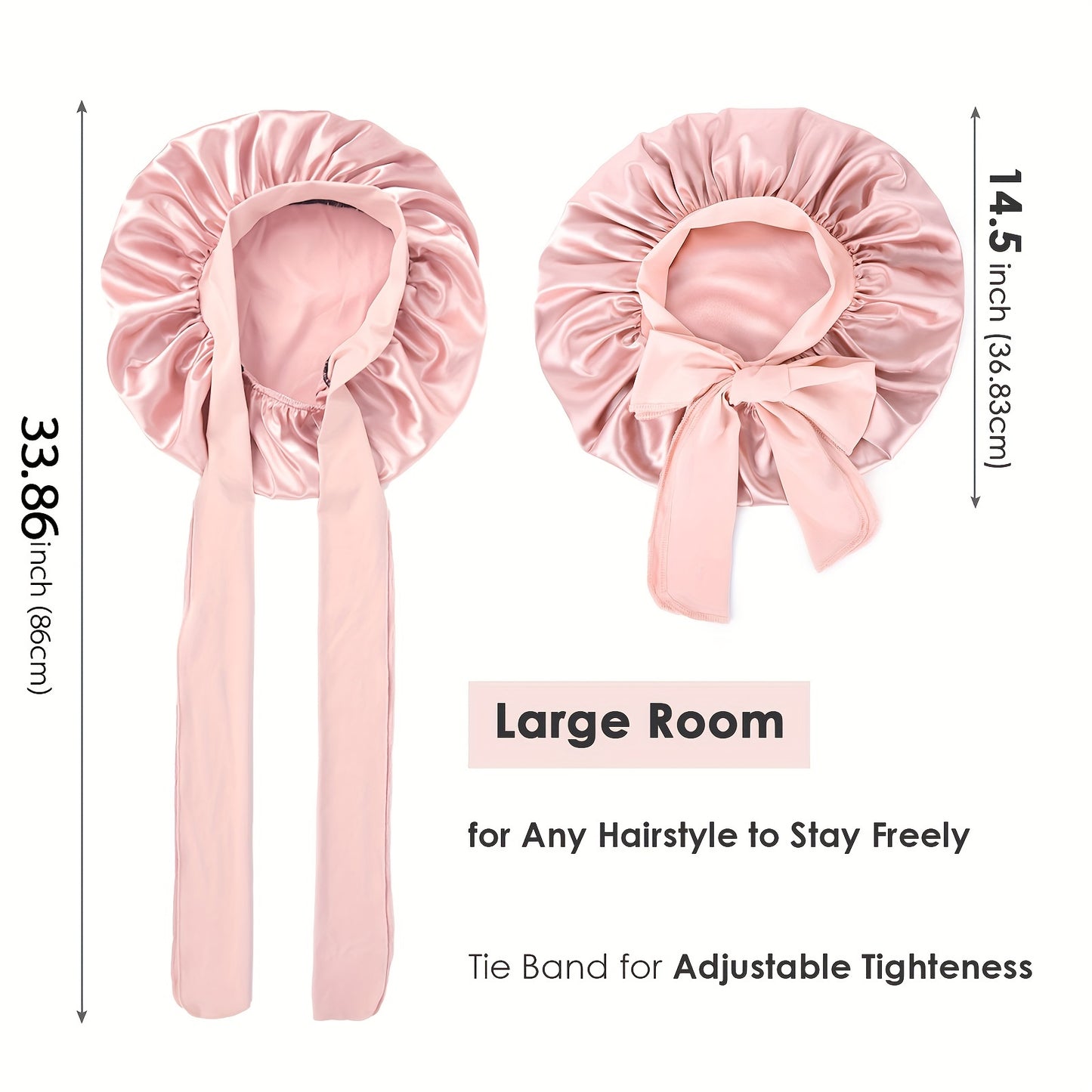 Satin Bonnet, Silk Bonnet for Sleeping, Silk Sleep Cap, Double Layer Hair Bonnet Elastic Tie Band For Women, Curly Hair, Night Cap, Heatless Styling Tool for Women Silky Haircare