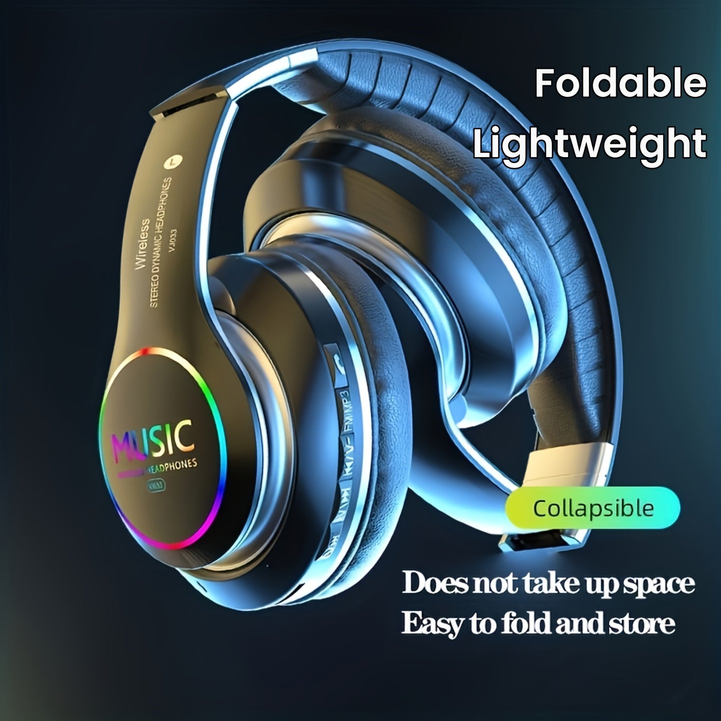 Wireless Noise Cancelling Headphones,Wireless Headphone, Foldable Bluetooth Headphones Over Ear, Wireless Headset for Gaming, Phones, Sports Training & Running